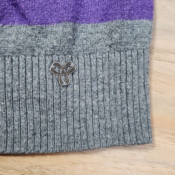 💚TNA Purple & Gray Stripe Long Sleeve Wool Blend Sweater w/Pockets Small - Picture 5 of 12